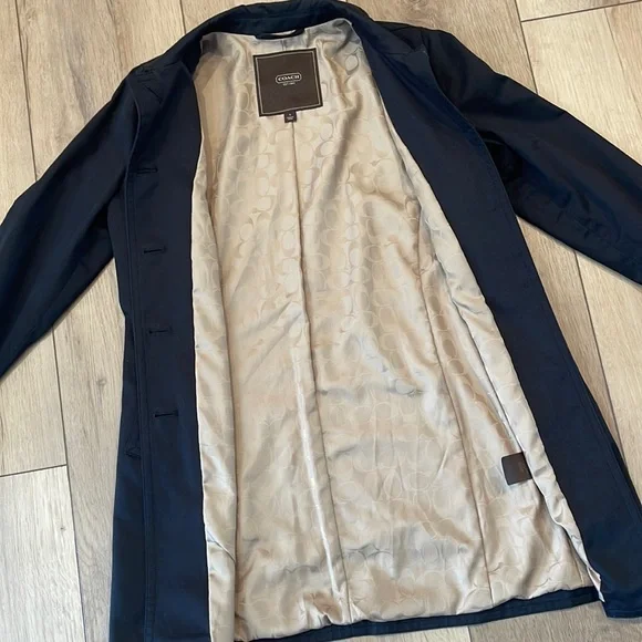 EUC COACH Vintage Black Knee Length Sateen Walking Coat Size S - Picture 3 of 5